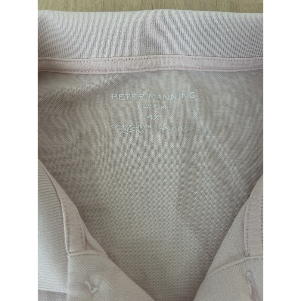 PETER MANNING Pima Cotton Stretch Blend Pink Polo Shirt Size 4x L-XL - Picture 3 of 6